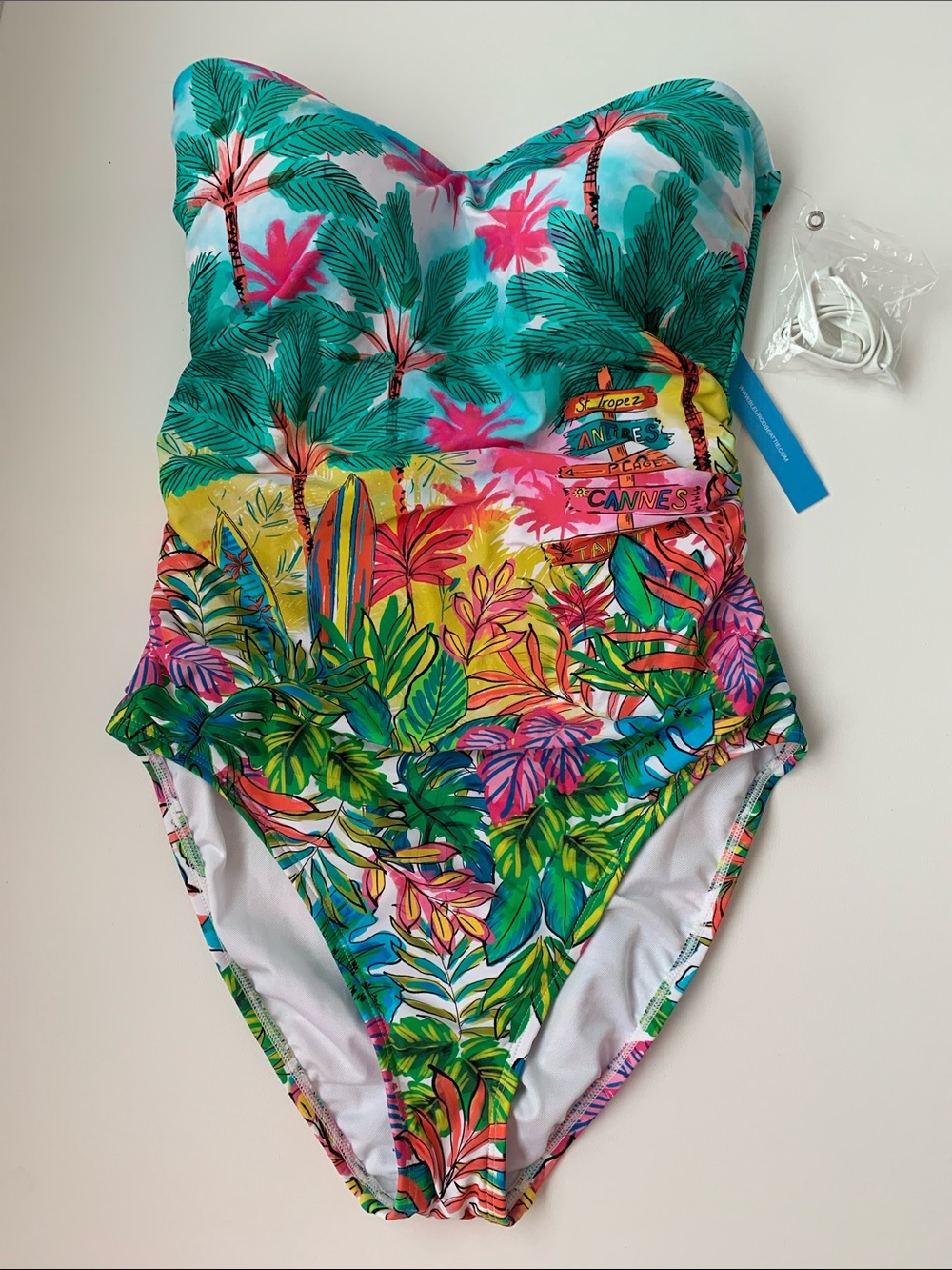 NWT Blue Rod Beattie Tropical Print One-Piece Swimsuit - Multicolor Size 8